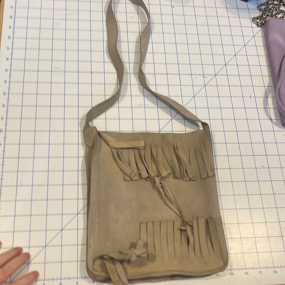 Vintage Gray Suede Fringe Purse